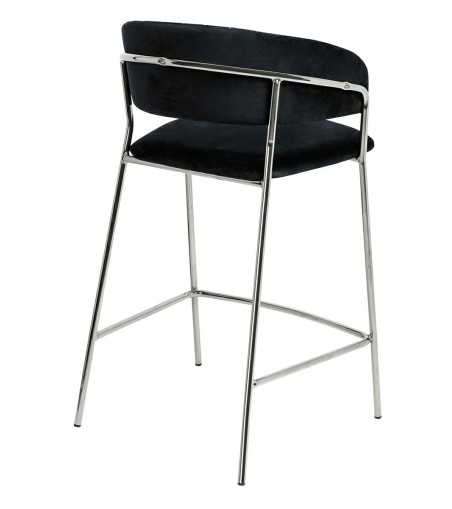 Krzesło barowe MARGO 65 czarny - welur, podstawa chromowana