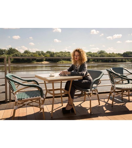 Krzesło ogrodowe CAFE MIRAMAR turkus /    morski rattan