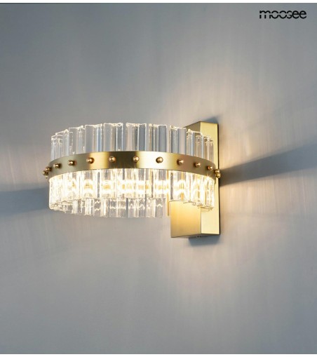 MOOSEE lampa ścienna SATURNUS WALL złota - LED, kryształ, stal szczotkowana
