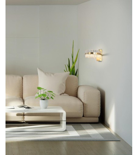 MOOSEE lampa ścienna SATURNUS WALL złota - LED, kryształ, stal szczotkowana