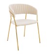 Krzesło MARGO beżowe - welur, podstawa złota