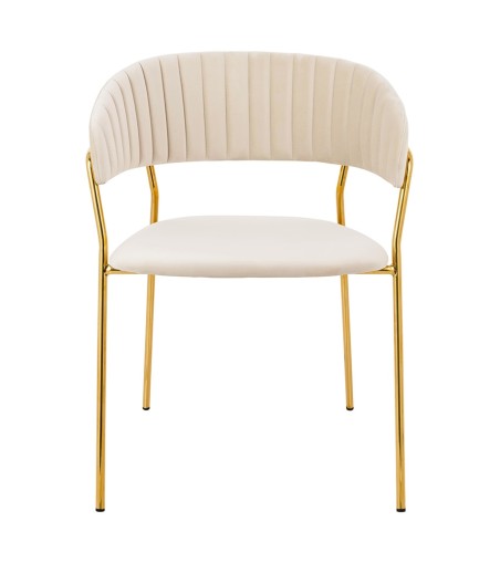 Krzesło MARGO beżowe - welur, podstawa złota