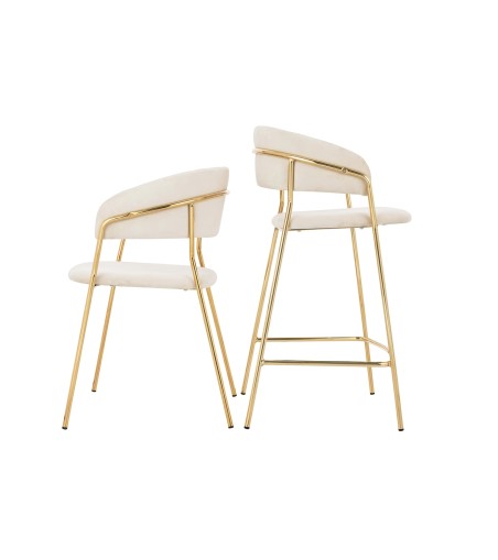 Krzesło MARGO beżowe - welur, podstawa złota