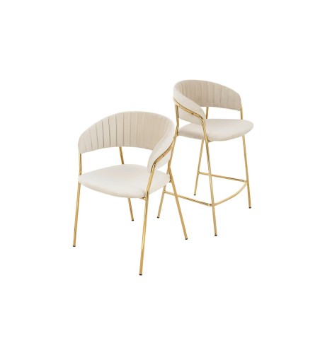 Krzesło MARGO beżowe - welur, podstawa złota