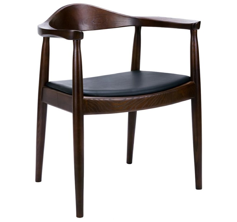 Krzesło KENNEDY ciemnobrązowe - drewno jesion, ekoskóra