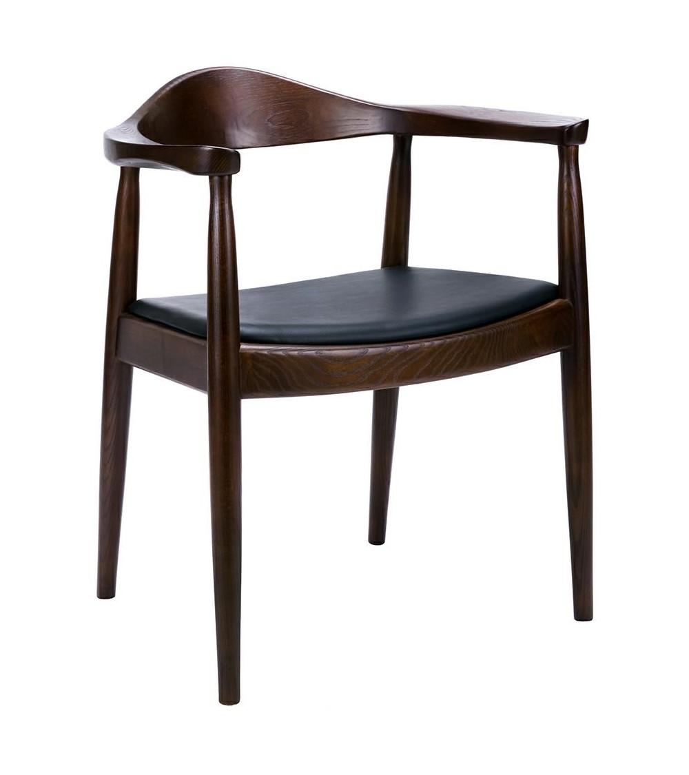 Krzesło KENNEDY ciemnobrązowe - drewno jesion, ekoskóra