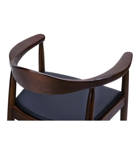 Krzesło KENNEDY ciemnobrązowe - drewno jesion, ekoskóra