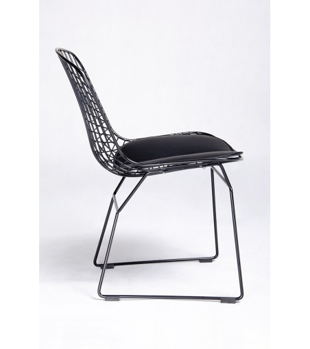 Krzesło NET SOFT czarne - czarna poduszka, metal