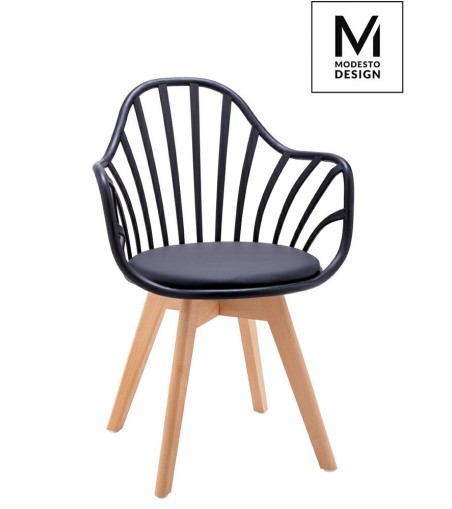 MODESTO krzesło ALBERT ARM czarne - polipropylen, ekoskóra, drewno bukowe