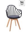 MODESTO krzesło ALBERT ARM czarne - polipropylen, ekoskóra, drewno bukowe