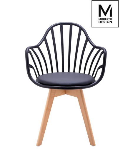 MODESTO krzesło ALBERT ARM czarne - polipropylen, ekoskóra, drewno bukowe