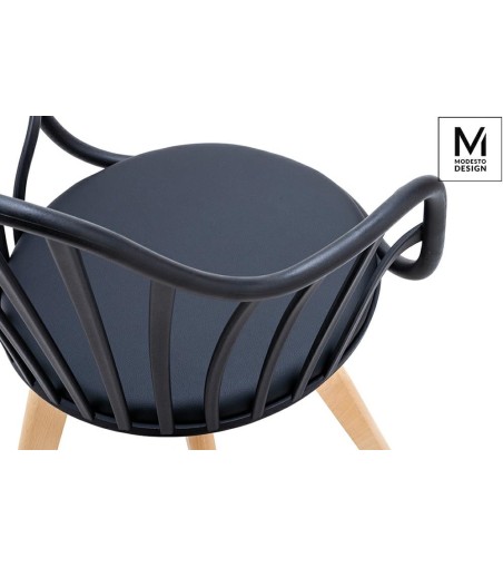 MODESTO krzesło ALBERT ARM czarne - polipropylen, ekoskóra, drewno bukowe