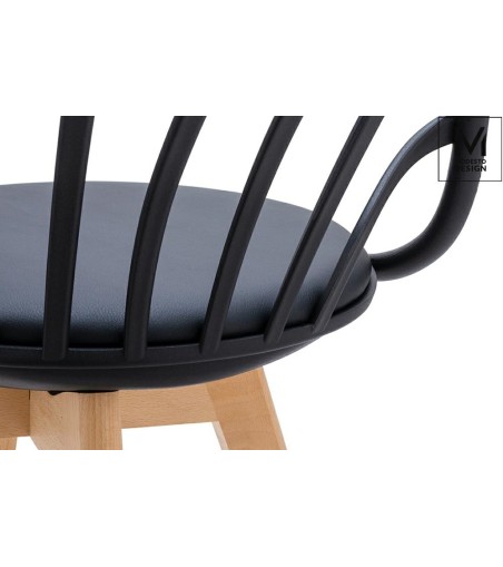 MODESTO krzesło ALBERT ARM czarne - polipropylen, ekoskóra, drewno bukowe