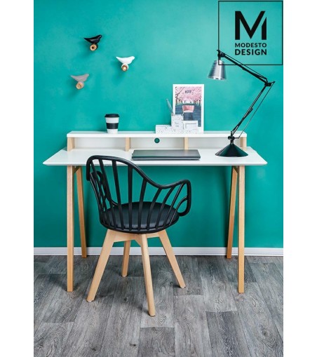 MODESTO krzesło ALBERT ARM czarne - polipropylen, ekoskóra, drewno bukowe