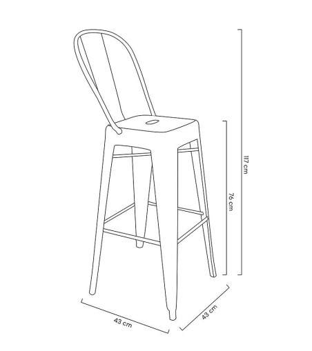 Krzesło barowe TOWER BIG BACK 76  (Paris) metal