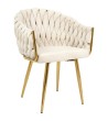 Krzesło TRESSE beżowe - welur, podstawa złota
