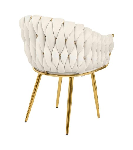 Krzesło TRESSE beżowe - welur, podstawa złota