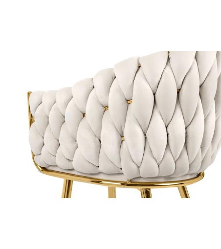 Krzesło TRESSE beżowe - welur, podstawa złota