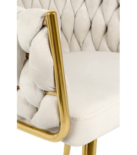 Krzesło TRESSE beżowe - welur, podstawa złota