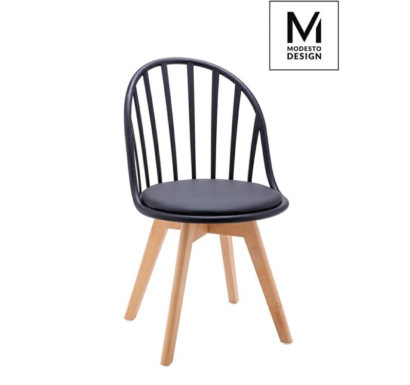 MODESTO krzesło ALBERT czarne - polipropylen, ekoskóra, drewno bukowe