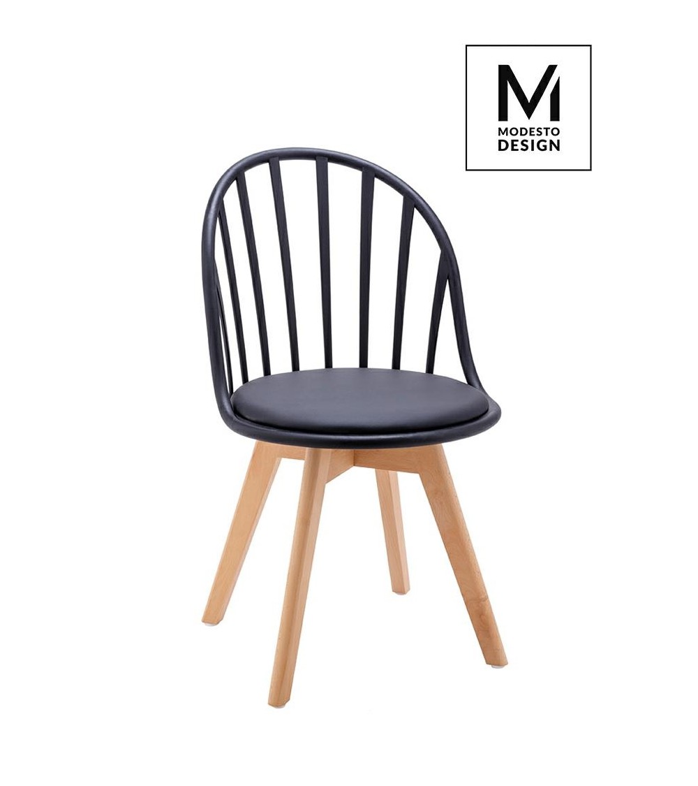 MODESTO krzesło ALBERT czarne - polipropylen, ekoskóra, drewno bukowe