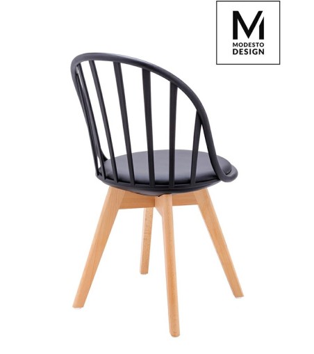 MODESTO krzesło ALBERT czarne - polipropylen, ekoskóra, drewno bukowe