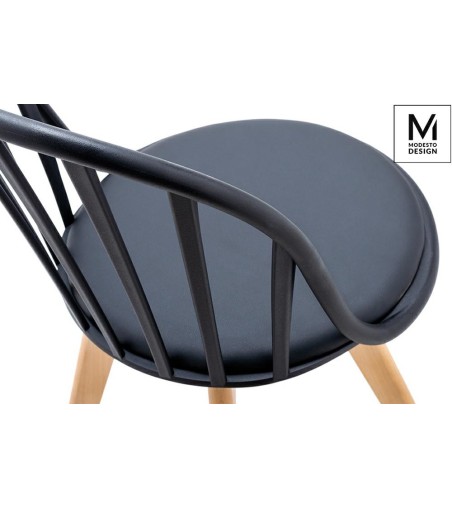 MODESTO krzesło ALBERT czarne - polipropylen, ekoskóra, drewno bukowe