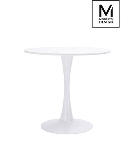 MODESTO stół TULIP FI 80 biały - MDF, podstawa metalowa