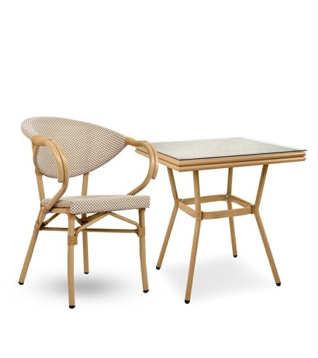 Krzesło ogrodowe CAFE BISTRO PARIS ARM    beżowe rattan