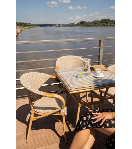 Krzesło ogrodowe CAFE BISTRO PARIS ARM    beżowe rattan