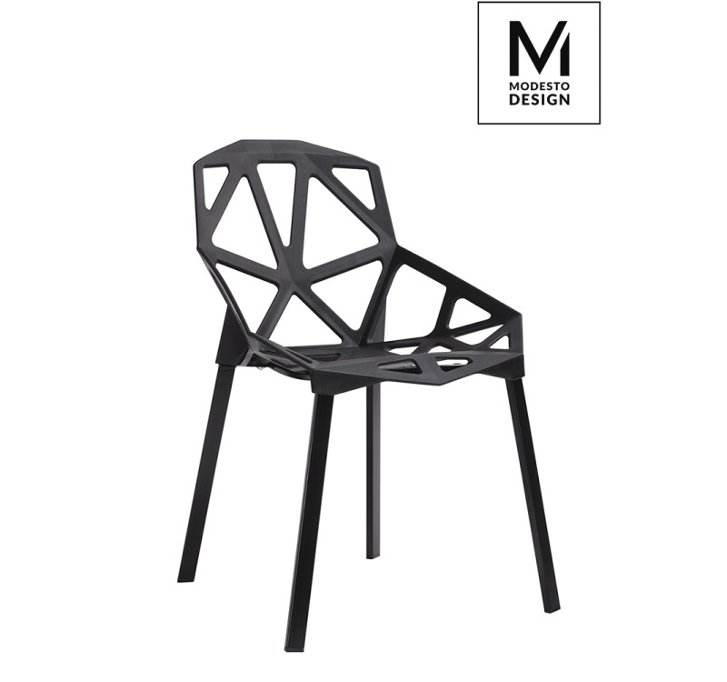 MODESTO krzesło SPLIT MAT czarne - polipropylen, podstawa metalowa