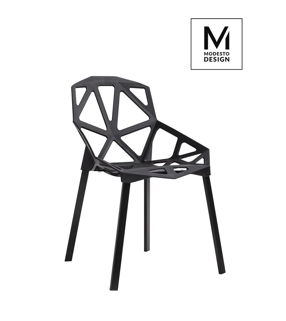 MODESTO krzesło SPLIT MAT czarne - polipropylen, podstawa metalowa