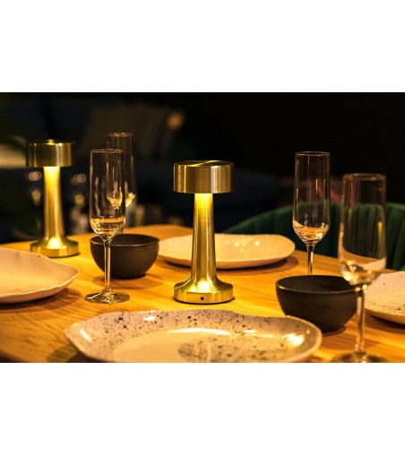 Lampa biurkowa LEE złota - wbudowana bateria, LED