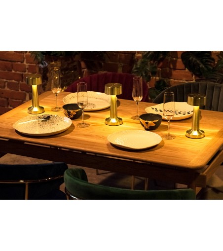 Lampa biurkowa LEE złota - wbudowana bateria, LED