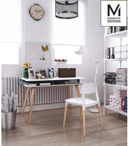 MODESTO krzesło ECCO białe - polipropylen, podstawa bukowa