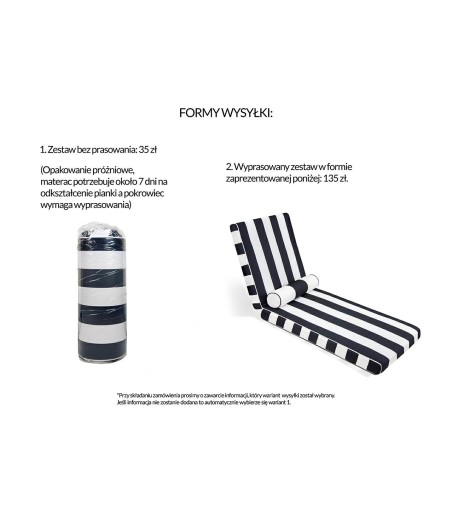 Materac ogrodowy AZURE z poduszką biało-czarny