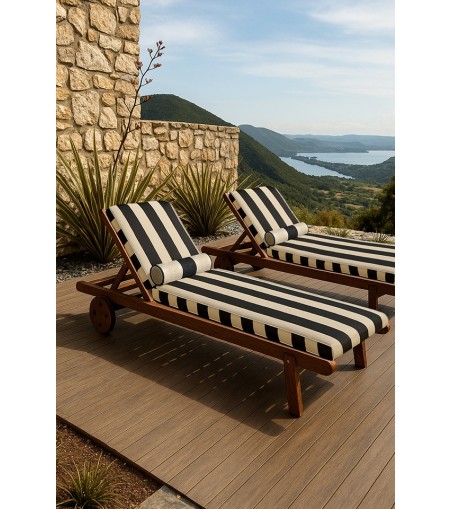 Materac ogrodowy AZURE z poduszką biało-czarny