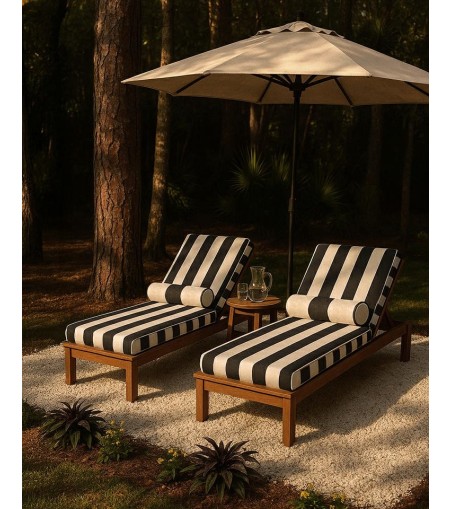 Materac ogrodowy AZURE z poduszką biało-czarny