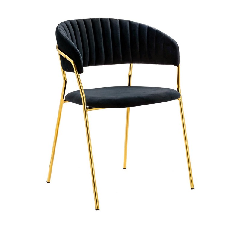 Krzesło MARGO czarne - welur, podstawa złota
