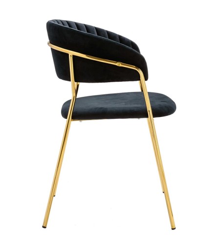 Krzesło MARGO czarne - welur, podstawa złota