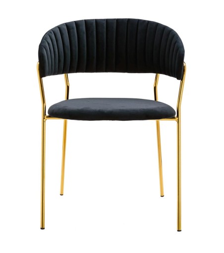 Krzesło MARGO czarne - welur, podstawa złota