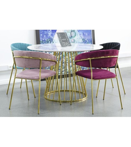 Krzesło MARGO czarne - welur, podstawa złota