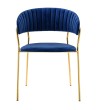 Krzesło MARGO ciemny niebieski - welur, podstawa złota