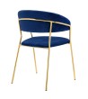 Krzesło MARGO ciemny niebieski - welur, podstawa złota