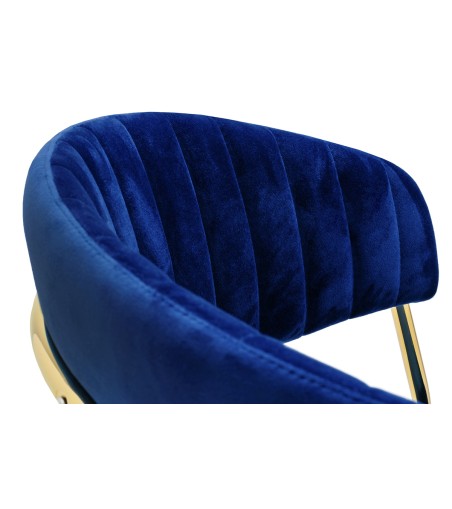 Krzesło MARGO ciemny niebieski - welur, podstawa złota