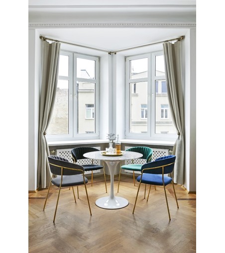 Krzesło MARGO ciemny niebieski - welur, podstawa złota