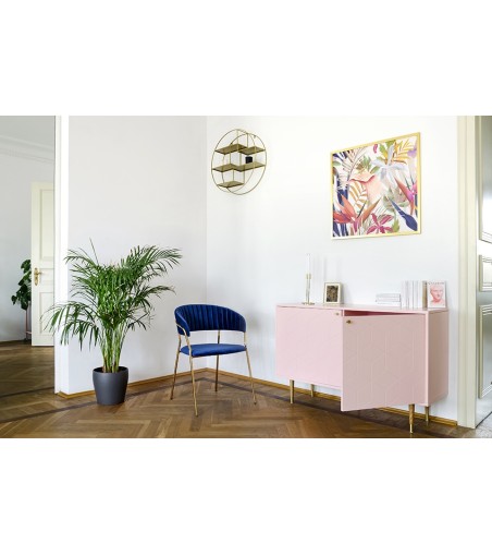 Krzesło MARGO ciemny niebieski - welur, podstawa złota