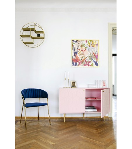 Krzesło MARGO ciemny niebieski - welur, podstawa złota