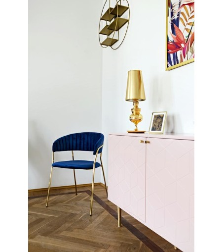Krzesło MARGO ciemny niebieski - welur, podstawa złota
