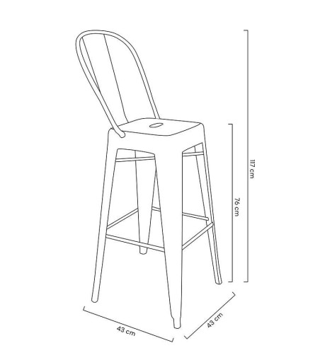 Krzesło barowe TOWER BIG BACK 76  (Paris) czarne